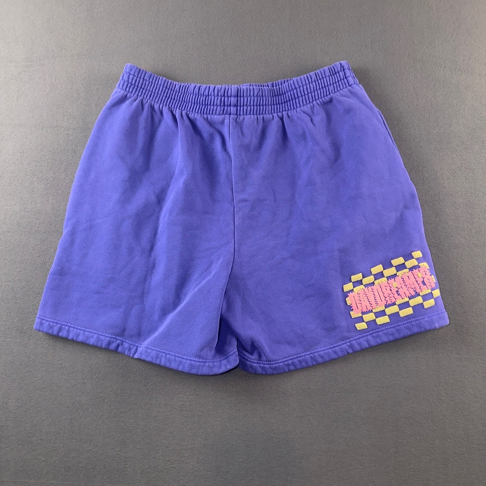 Daydreamer Womens Purple Puff Print Logo Sweat Shorts Small